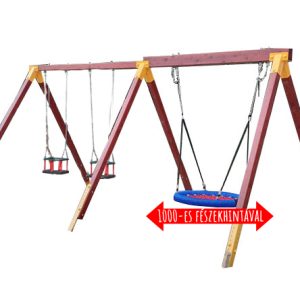 Kétüléses lengőhinta bébiülőkével, 1000 mm-es fészekhinta kosárral - H-1310/1