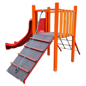 Fém csúszda torony 980 mm-es dobogó magassággal, csúszdával, kötélhálóval és mászófallal - CN-1255 Fém csúszda torony 980 mm-es dobogó magassággal, csúszdával, kötélhálóval és mászófallal - CN-1255